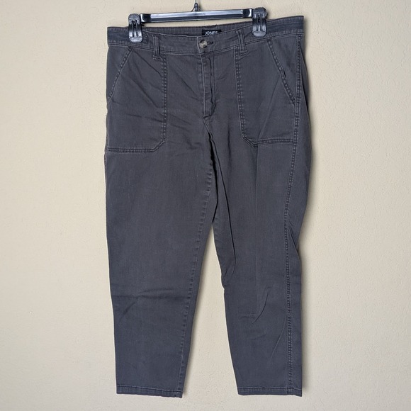 Jones New York Women's Pants Size 12 Gray Utility Pocket Slim Ankle Trousers - Picture 1 of 9